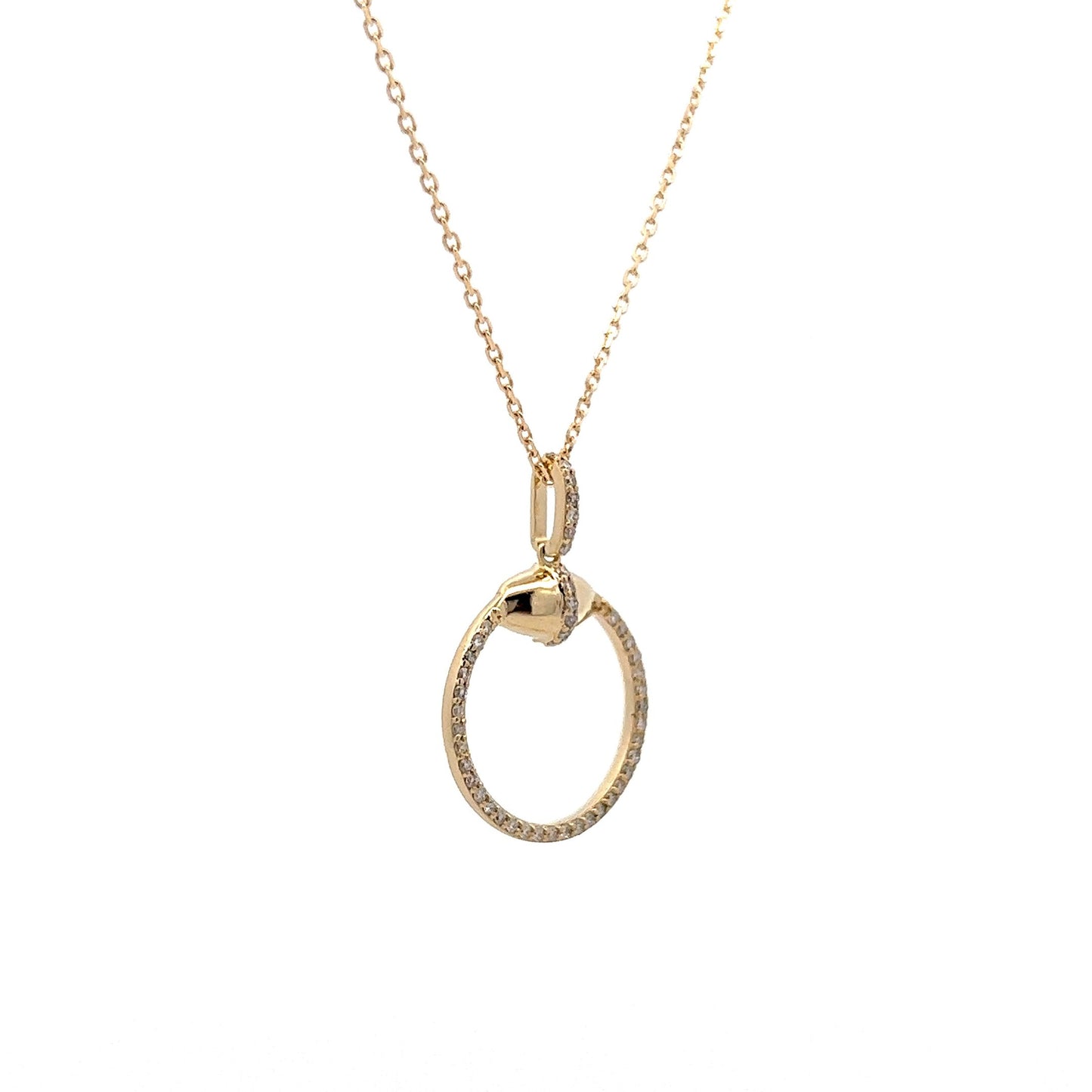 .19 Diamond Pave Pendant Necklace in 14k Yellow Gold