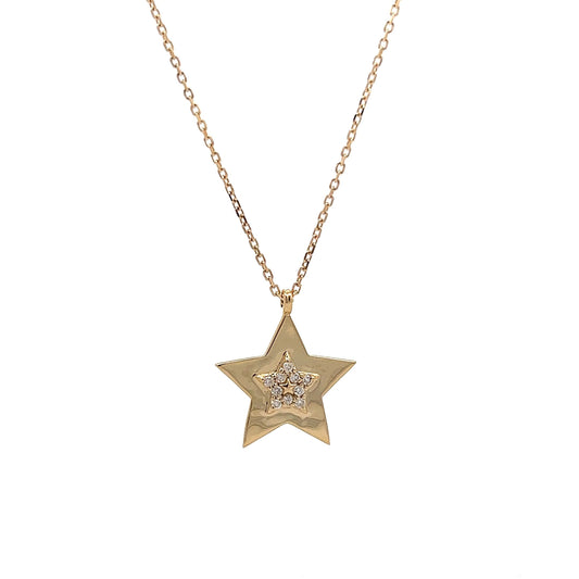 Diamond Star Pendant Necklace in 14k Yellow Gold