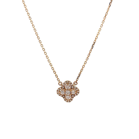 Diamond Clover Pendant Necklace in 14k Yellow Gold