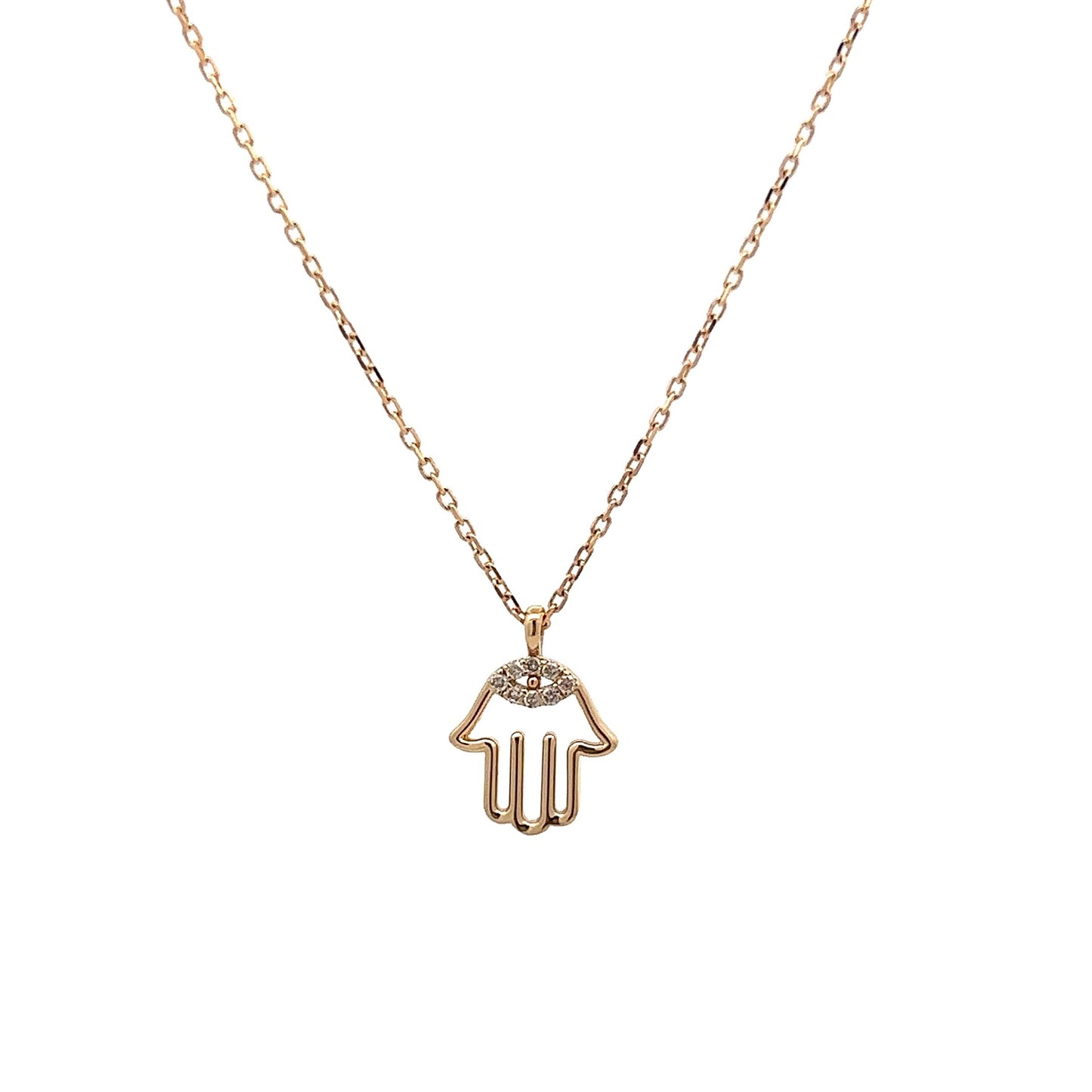 Hamsa Charm Necklace in 14k Yellow Gold – Filigree Jewelers