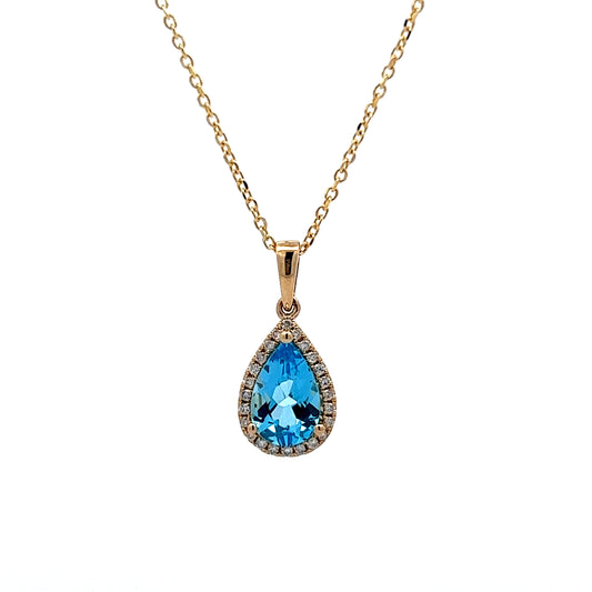 Topaz & Diamond Pendant in 14k Yellow Gold