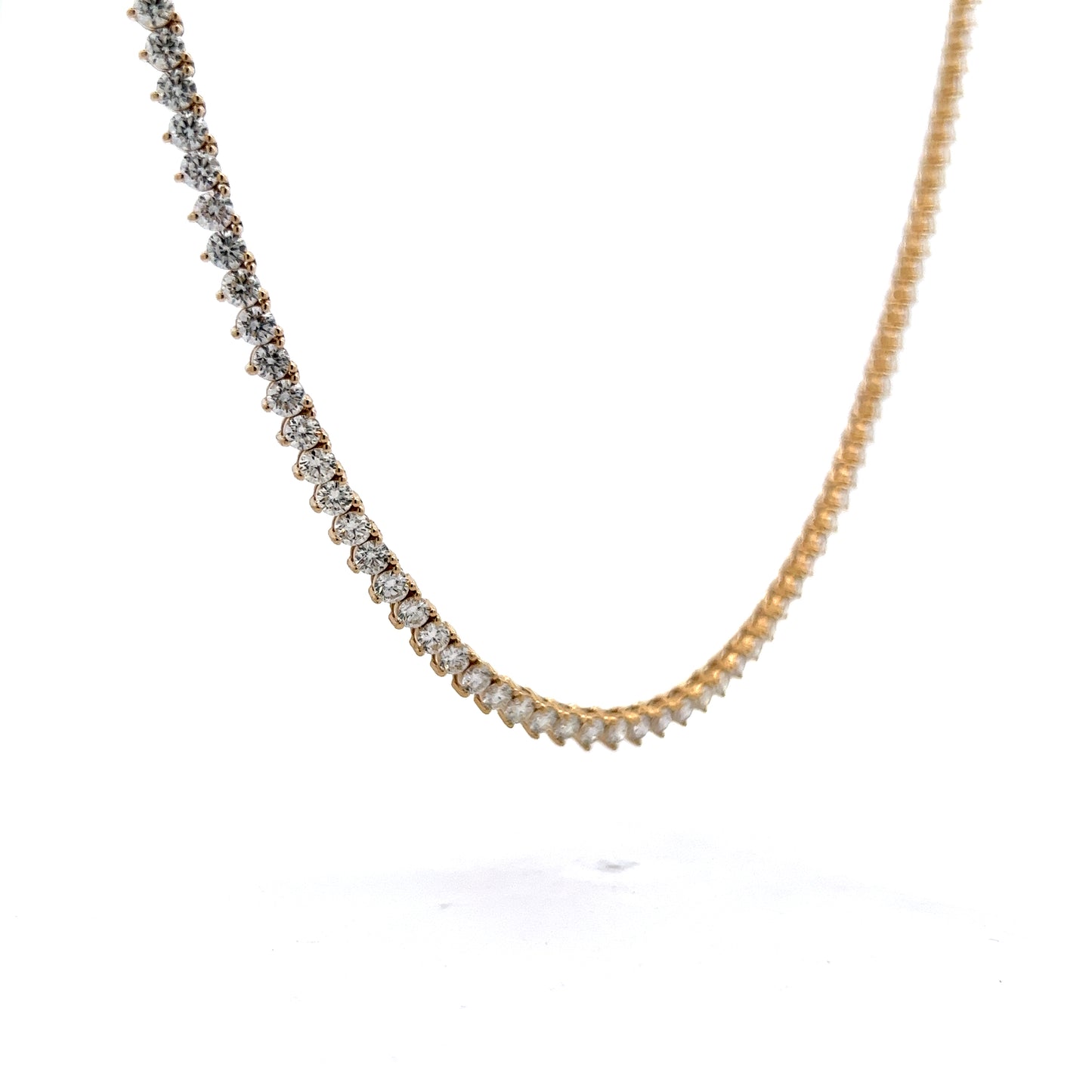 15 Carat Diamond Tennis Necklace in 14k Yellow Gold