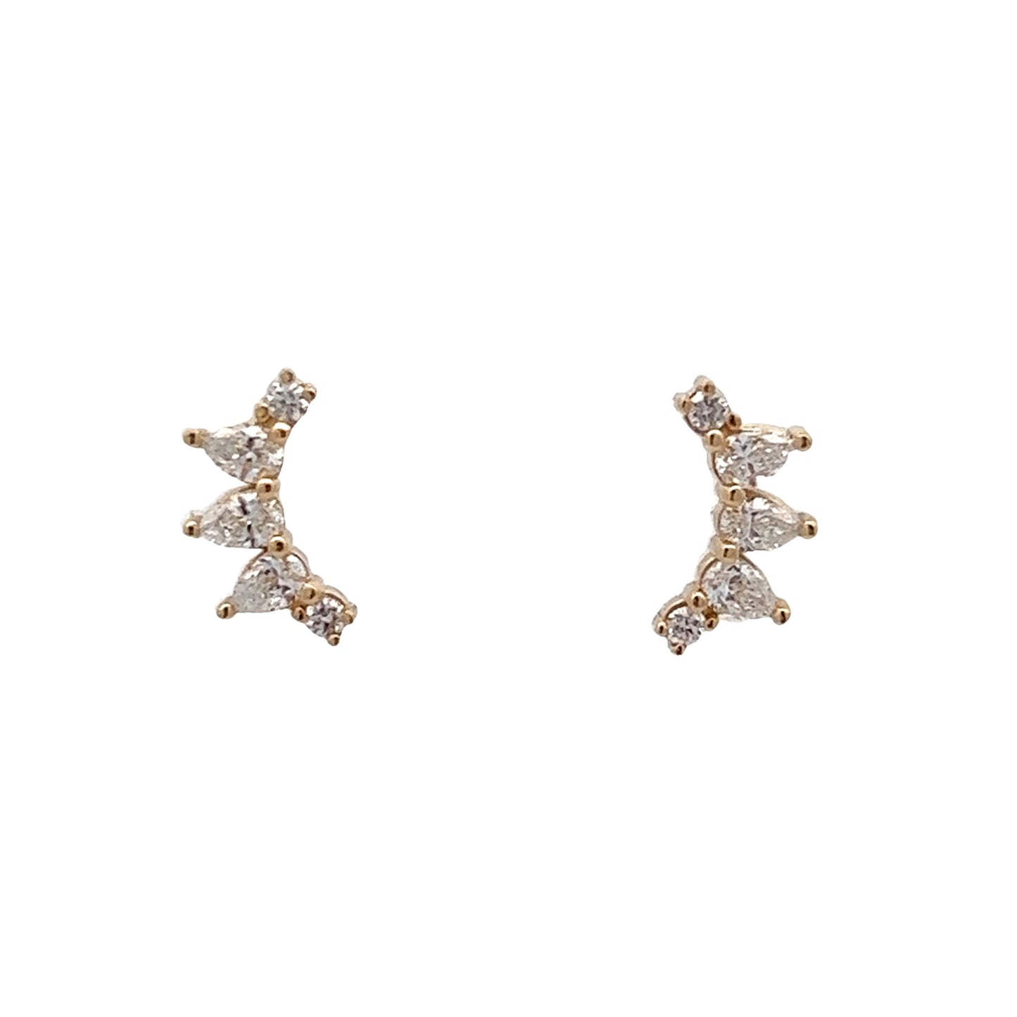 .60 Curved Diamond Stud Earrings in 14k Yellow Gold