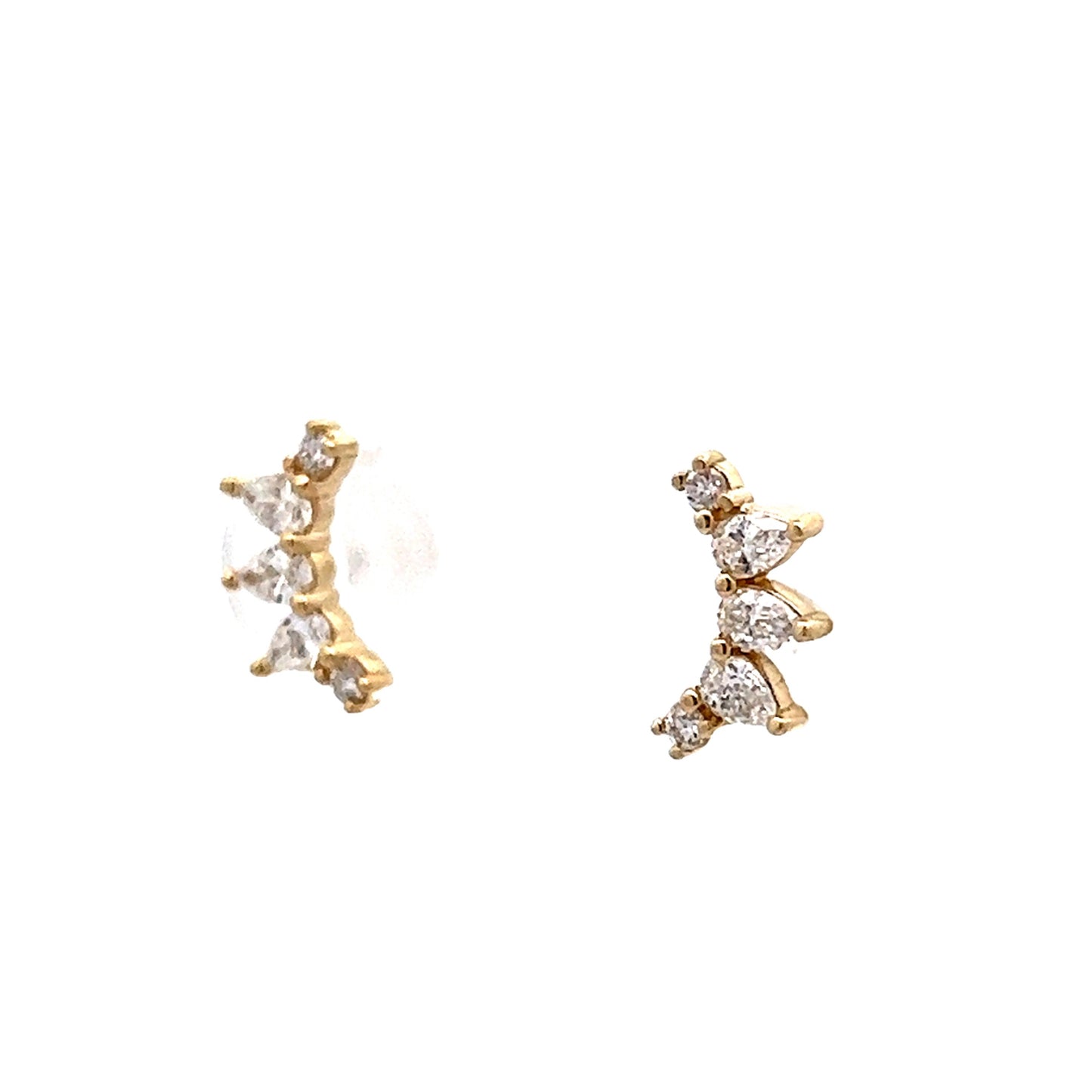 .60 Curved Diamond Stud Earrings in 14k Yellow Gold