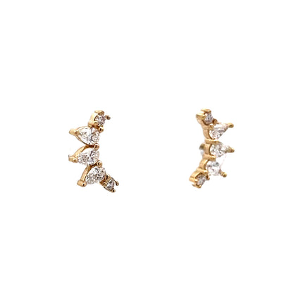 .60 Curved Diamond Stud Earrings in 14k Yellow Gold