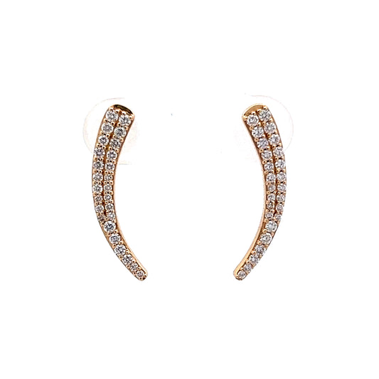 .44 Curved Diamond Stud Earrings in 14k Yellow Gold