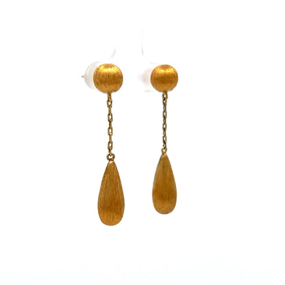 Textured Dangle Earrings in 18k Yellow Gold