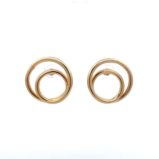 Double Circle Stud Earrings in 14k Yellow Gold