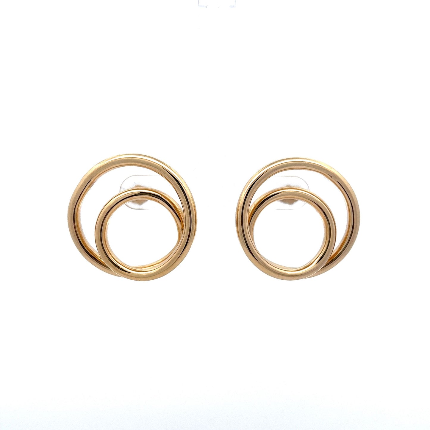 Double Circle Stud Earrings in 14k Yellow Gold