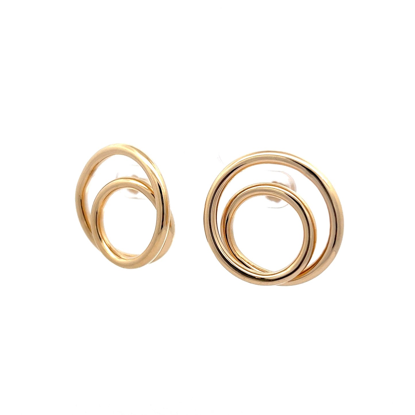 Double Circle Stud Earrings in 14k Yellow Gold