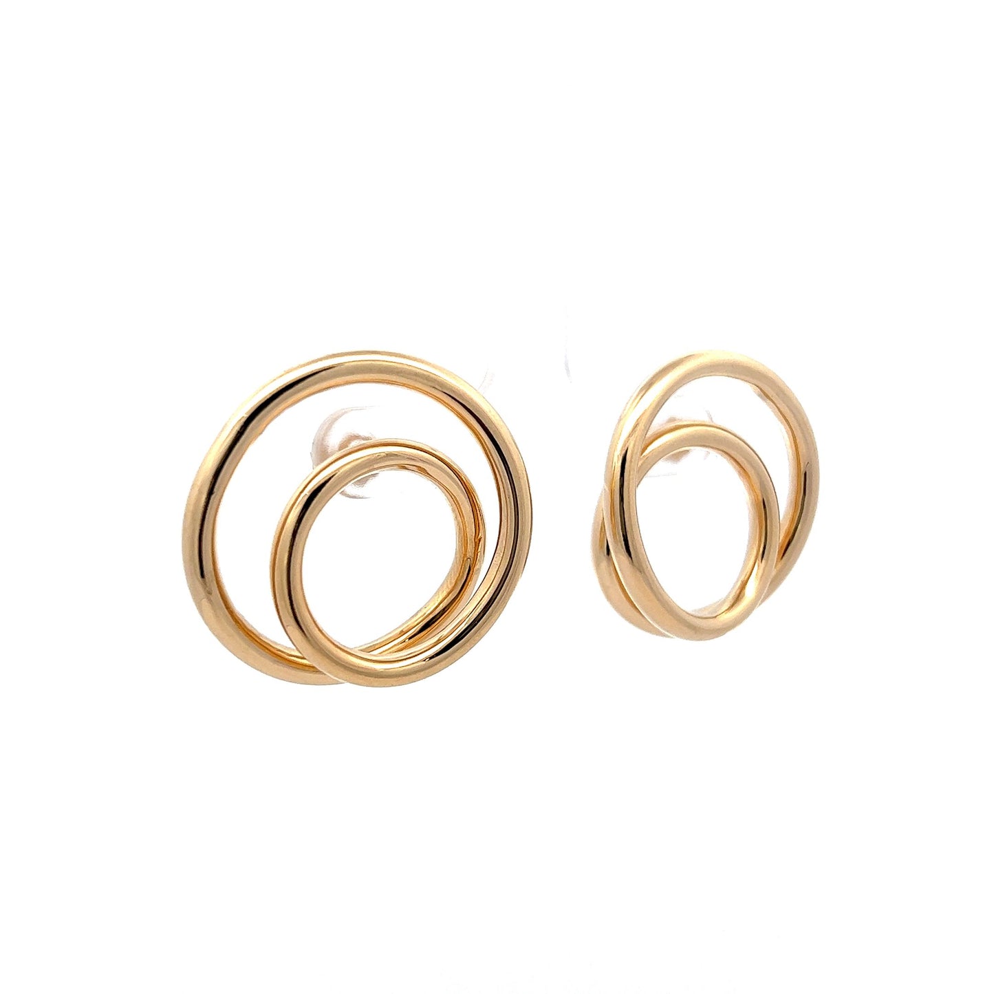 Double Circle Stud Earrings in 14k Yellow Gold