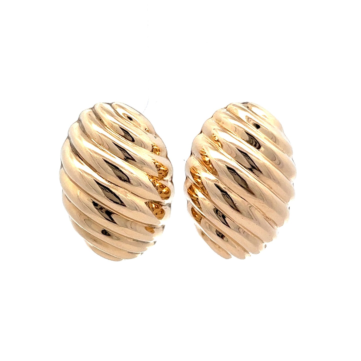 Ridged Oversized Stud Earrings in 14k Yellow Gold