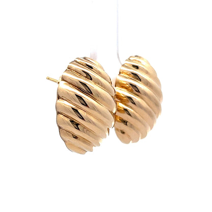 Ridged Oversized Stud Earrings in 14k Yellow Gold