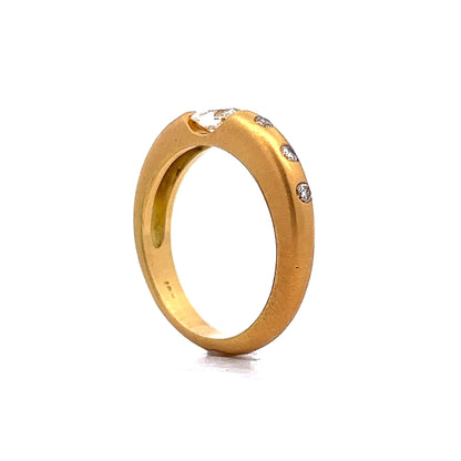 .39 Flush Set Oval Diamond Engagement Ring in 18k Yellow Gold