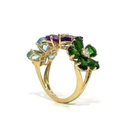 .24 Multi-Gemstone Cocktail Ring in 14k Yellow Gold