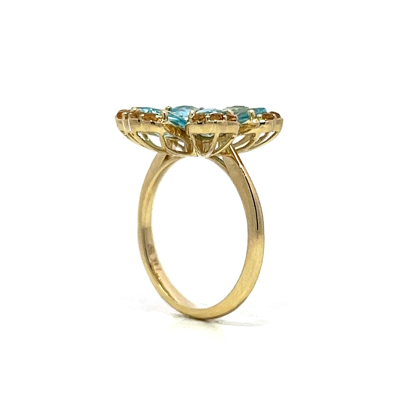 Blue Topaz & Citrine Statement Ring in 14k Yellow Gold