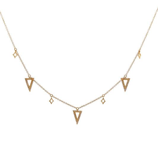 Triangle Pave Diamond Necklace in 14k Yellow Gold