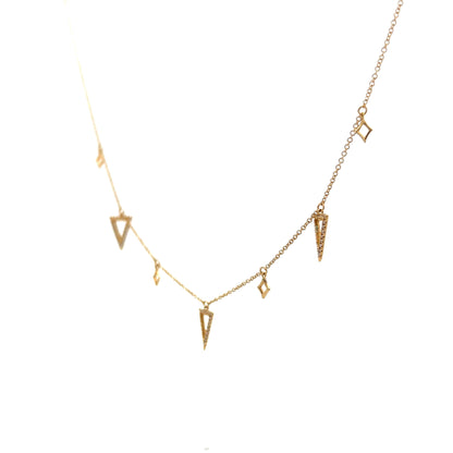 Triangle Pave Diamond Necklace in 14k Yellow Gold