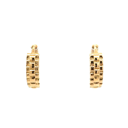 Textured Small Hoop Earrings in 14k Yellow Gold
