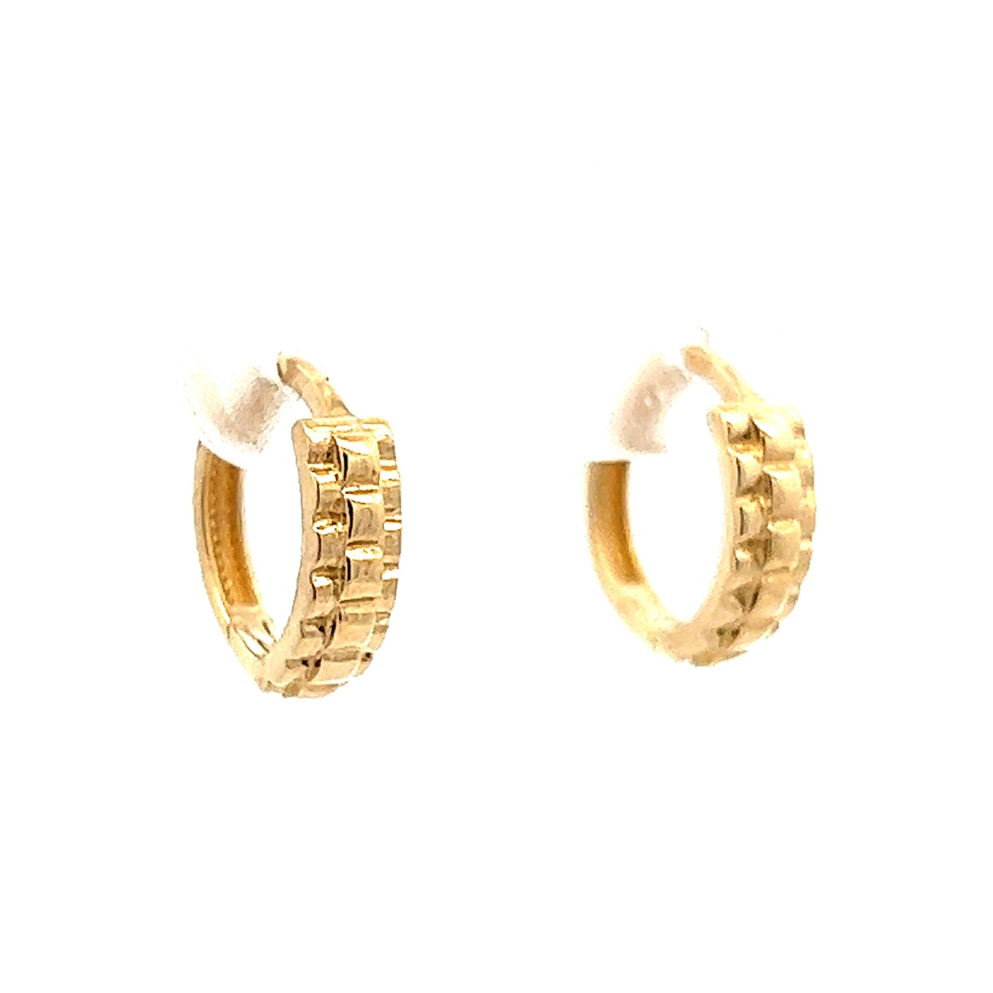 Textured Small Hoop Earrings in 14k Yellow Gold