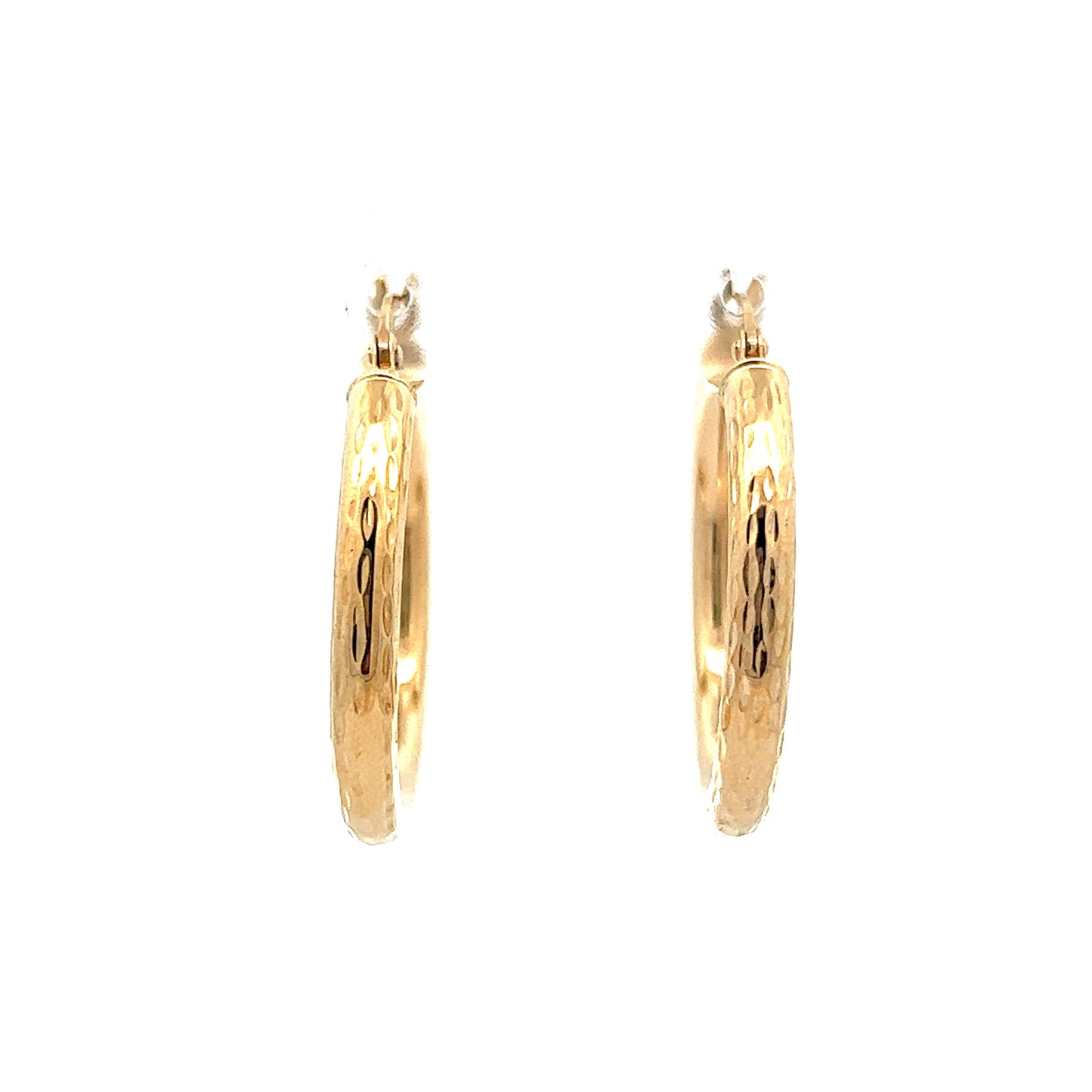 Dimpled Earring Hoops in 14k Yellow Gold