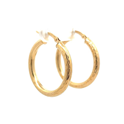 Dimpled Earring Hoops in 14k Yellow Gold