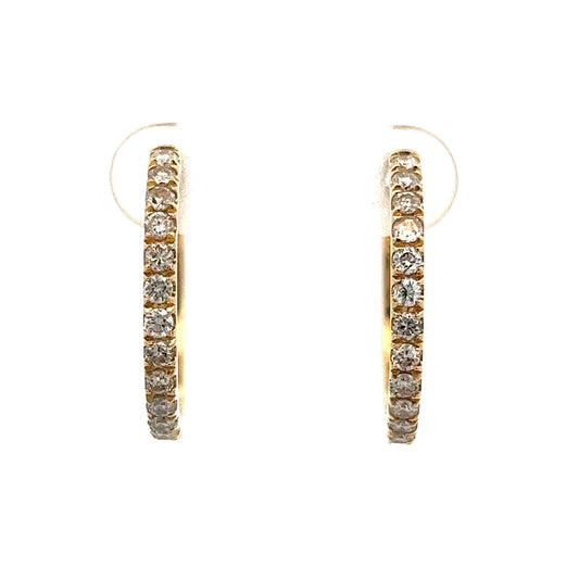 1.00 Carat Diamond Hoop Earrings in 14k Yellow Gold