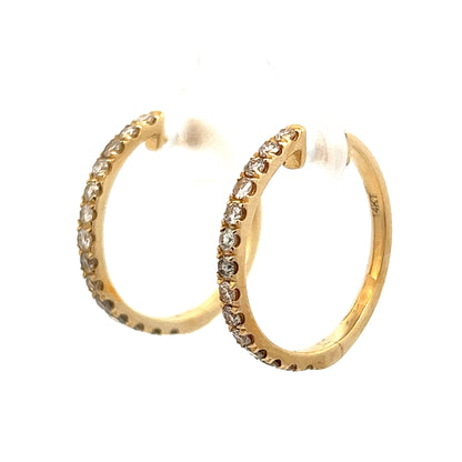 1.00 Carat Diamond Hoop Earrings in 14k Yellow Gold