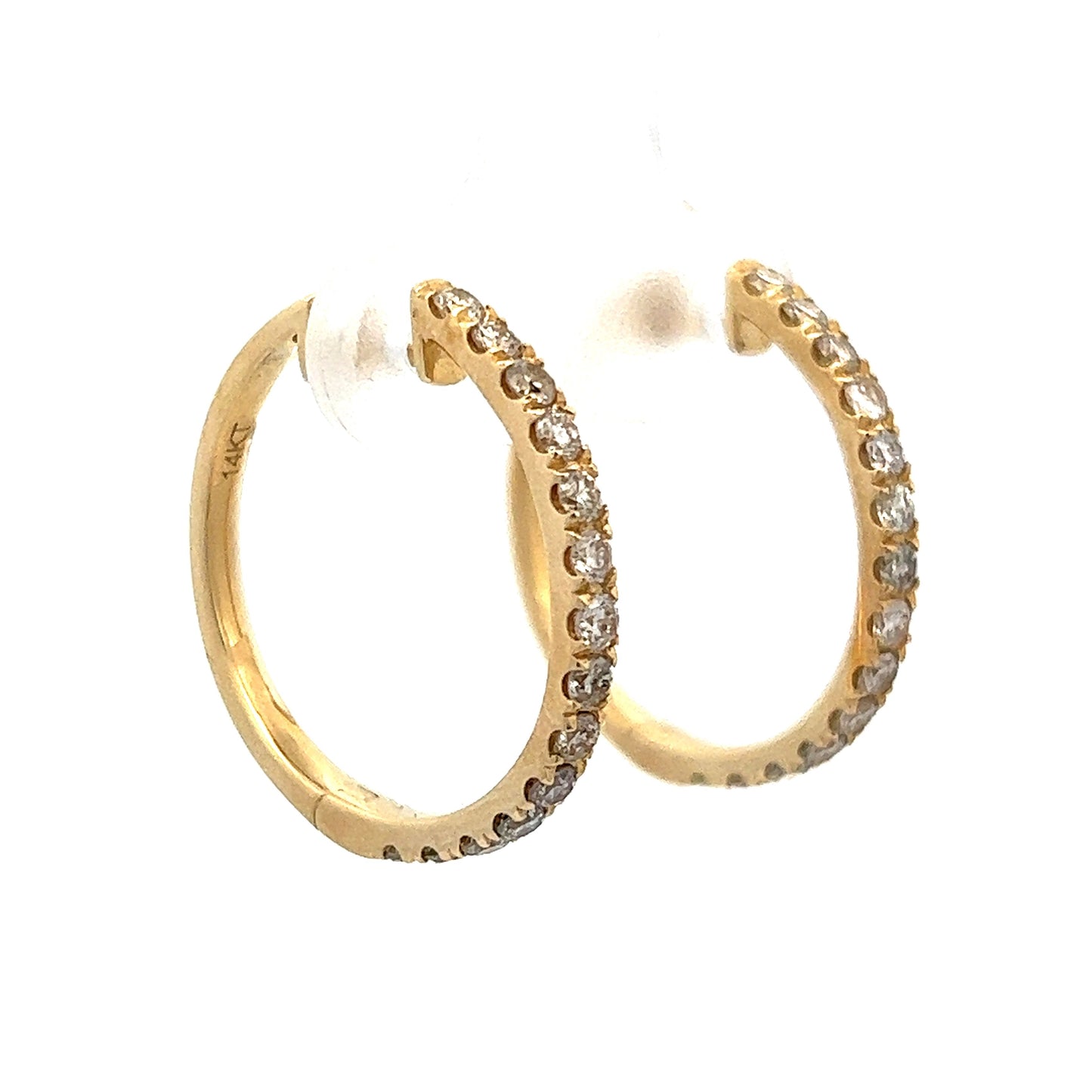 1.00 Carat Diamond Hoop Earrings in 14k Yellow Gold