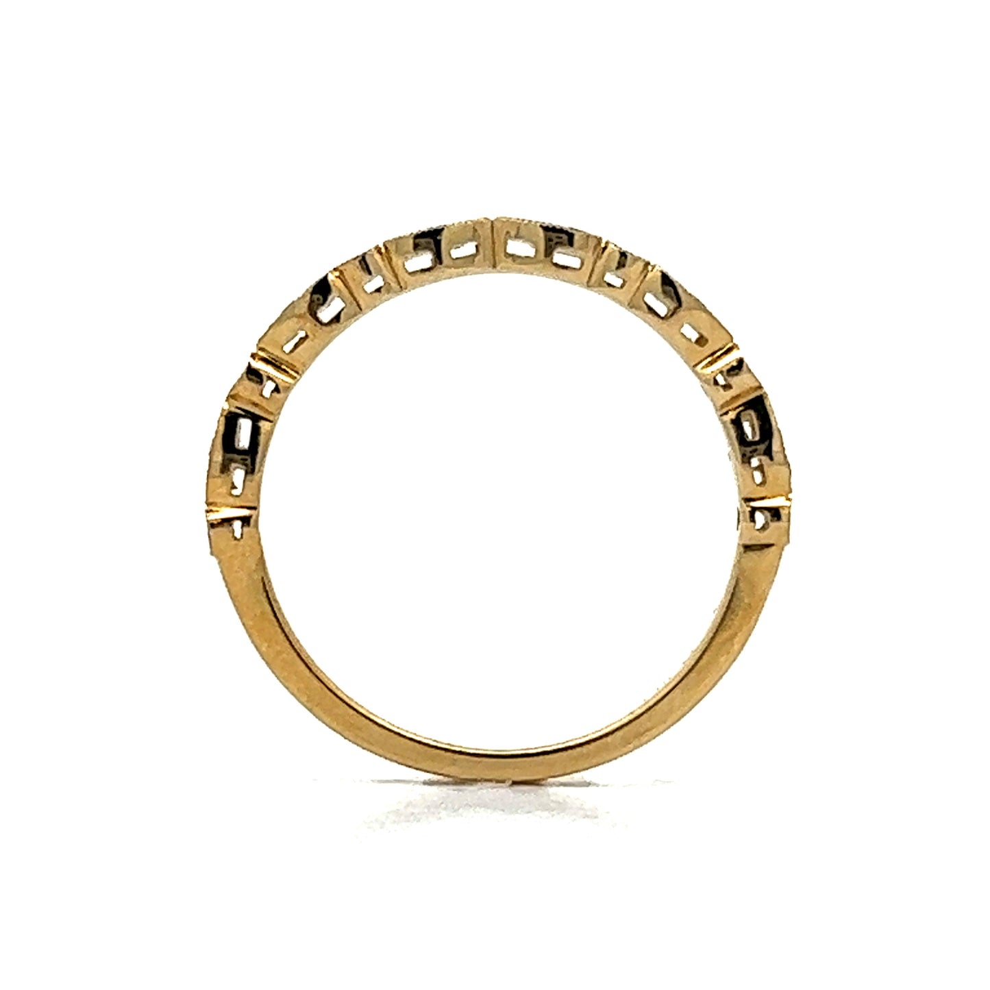 .10 Diamond Bezel Milgrain Wedding Band in 14k Yellow Gold