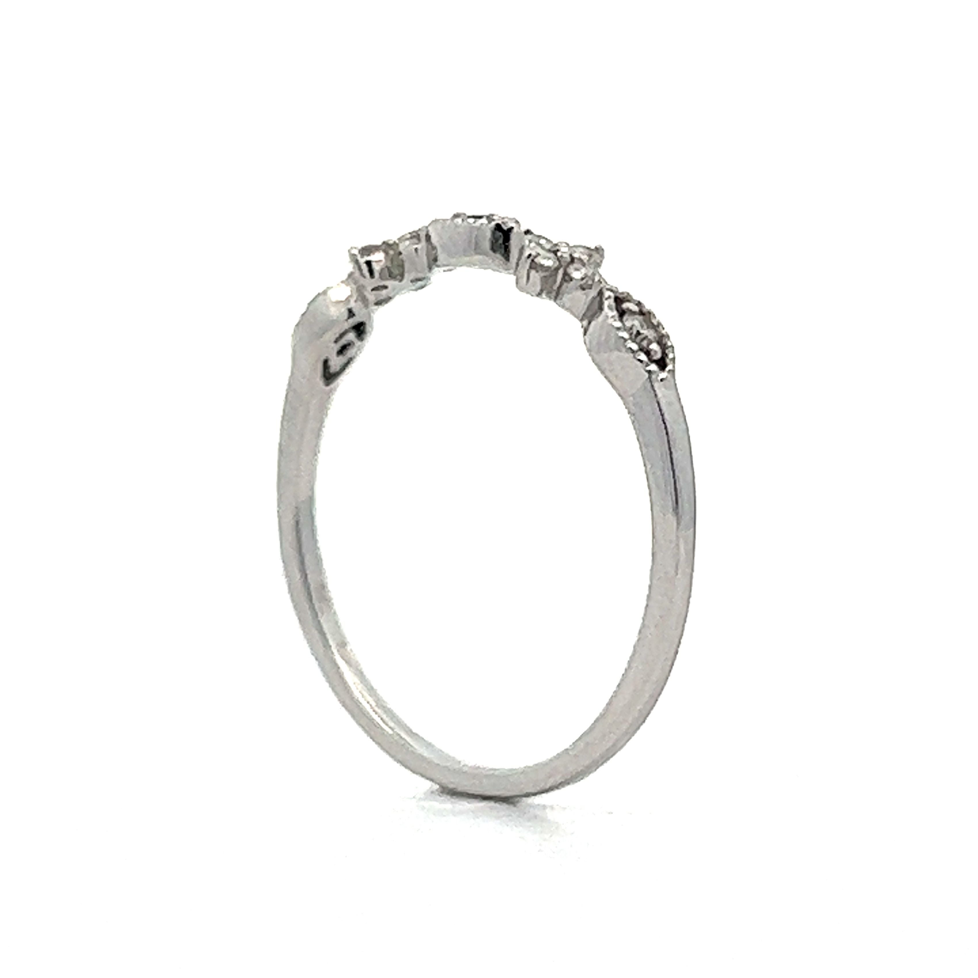 .13 Round Diamond Milgrain Wedding Band in White Gold