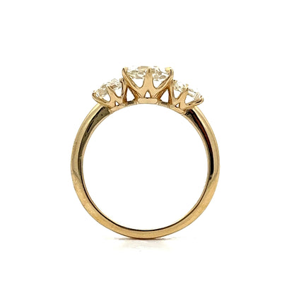 2.05 Rose Cut Diamond Engagement Ring in 14k Yellow Gold