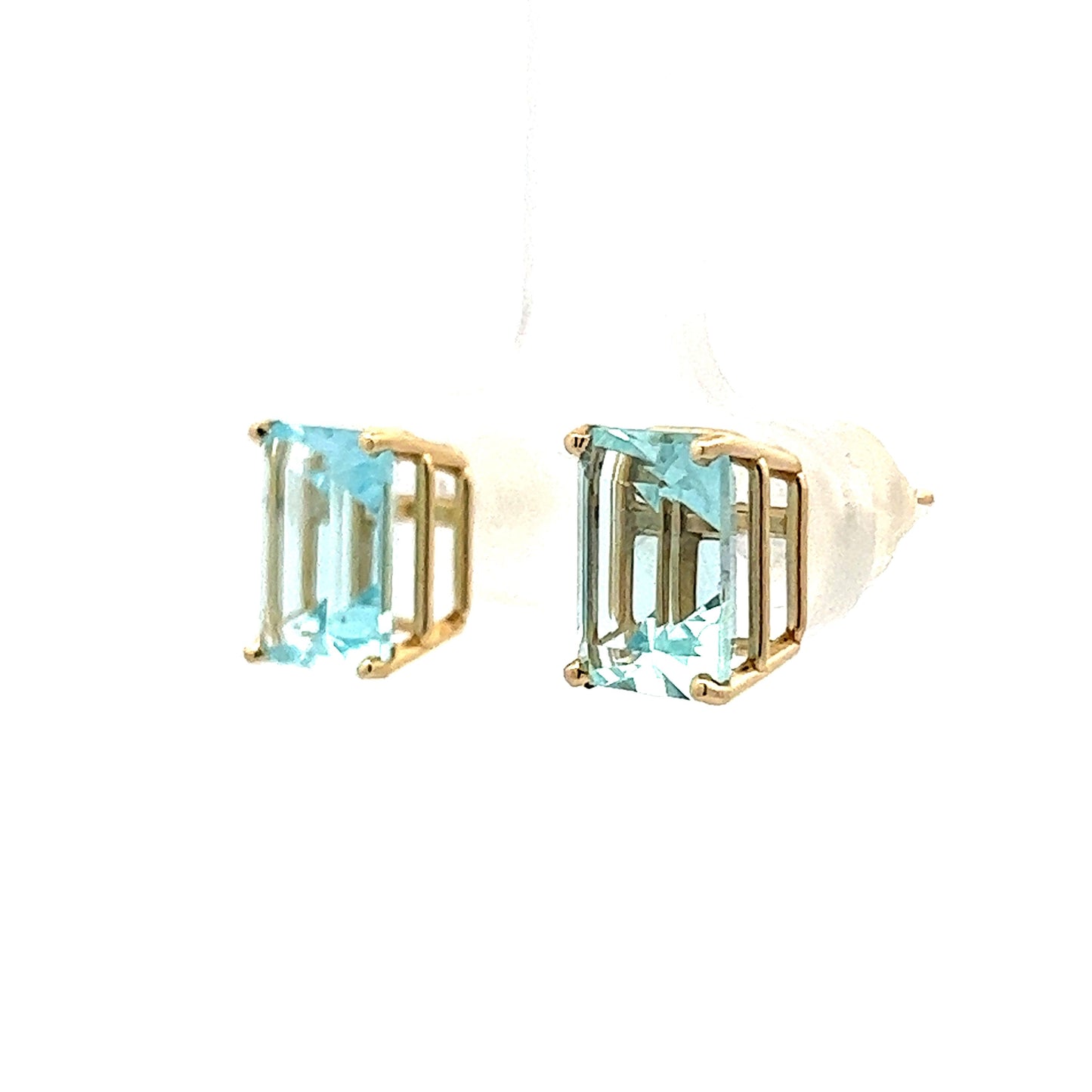 4.51 Aquamarine Stud Earrings in Yellow Gold