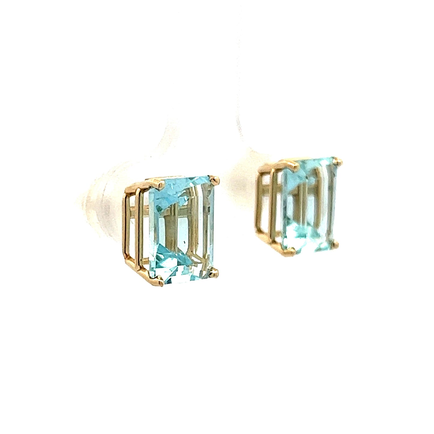 4.51 Aquamarine Stud Earrings in Yellow Gold