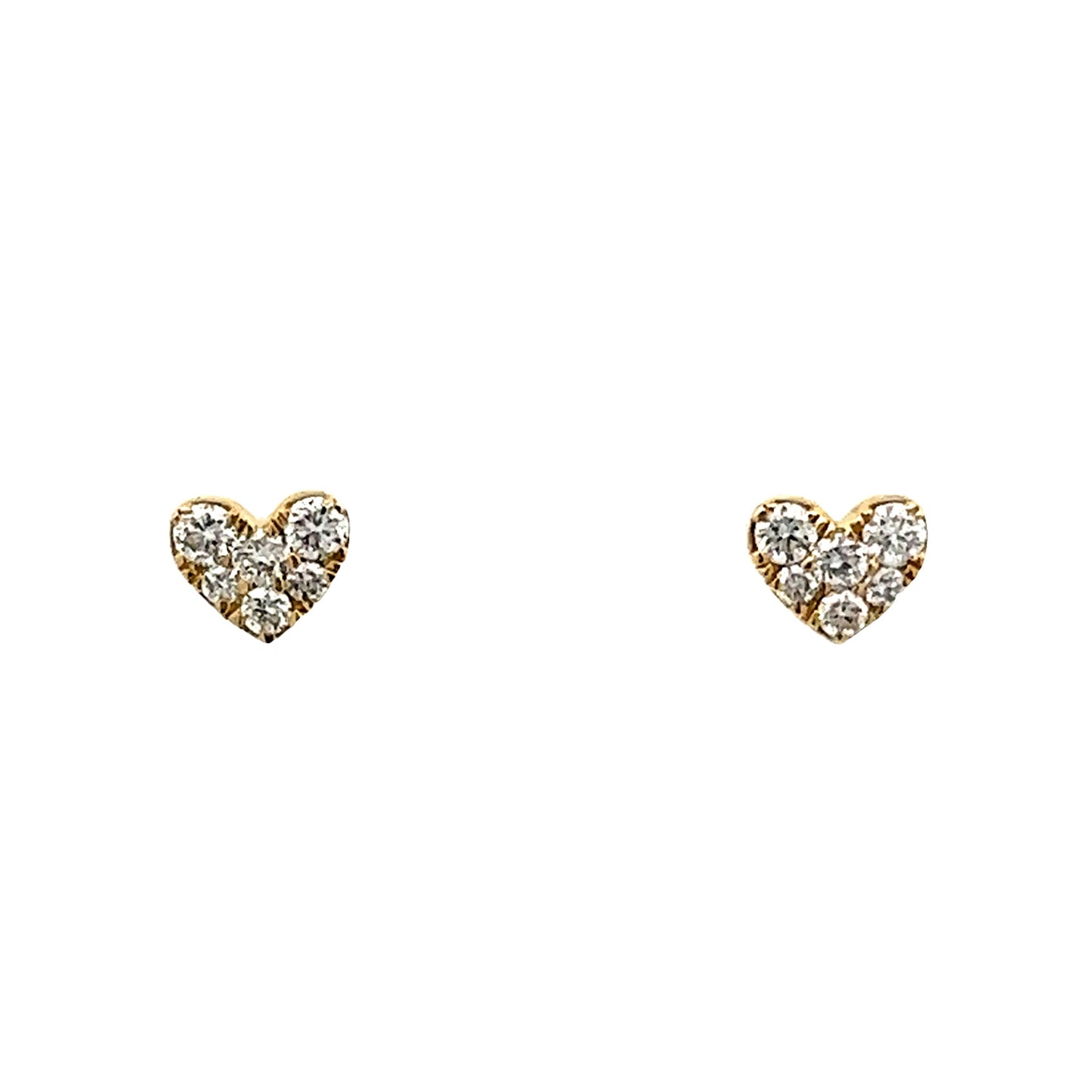 .19 Heart Shaped Stud Earrings in 14k Yellow Gold