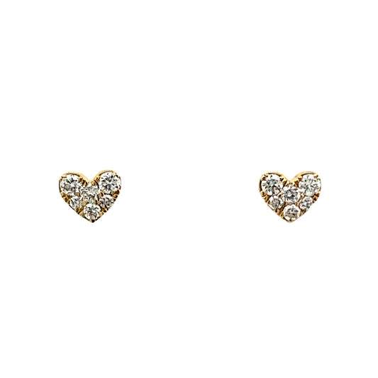 .19 Heart Shaped Stud Earrings in 14k Yellow Gold