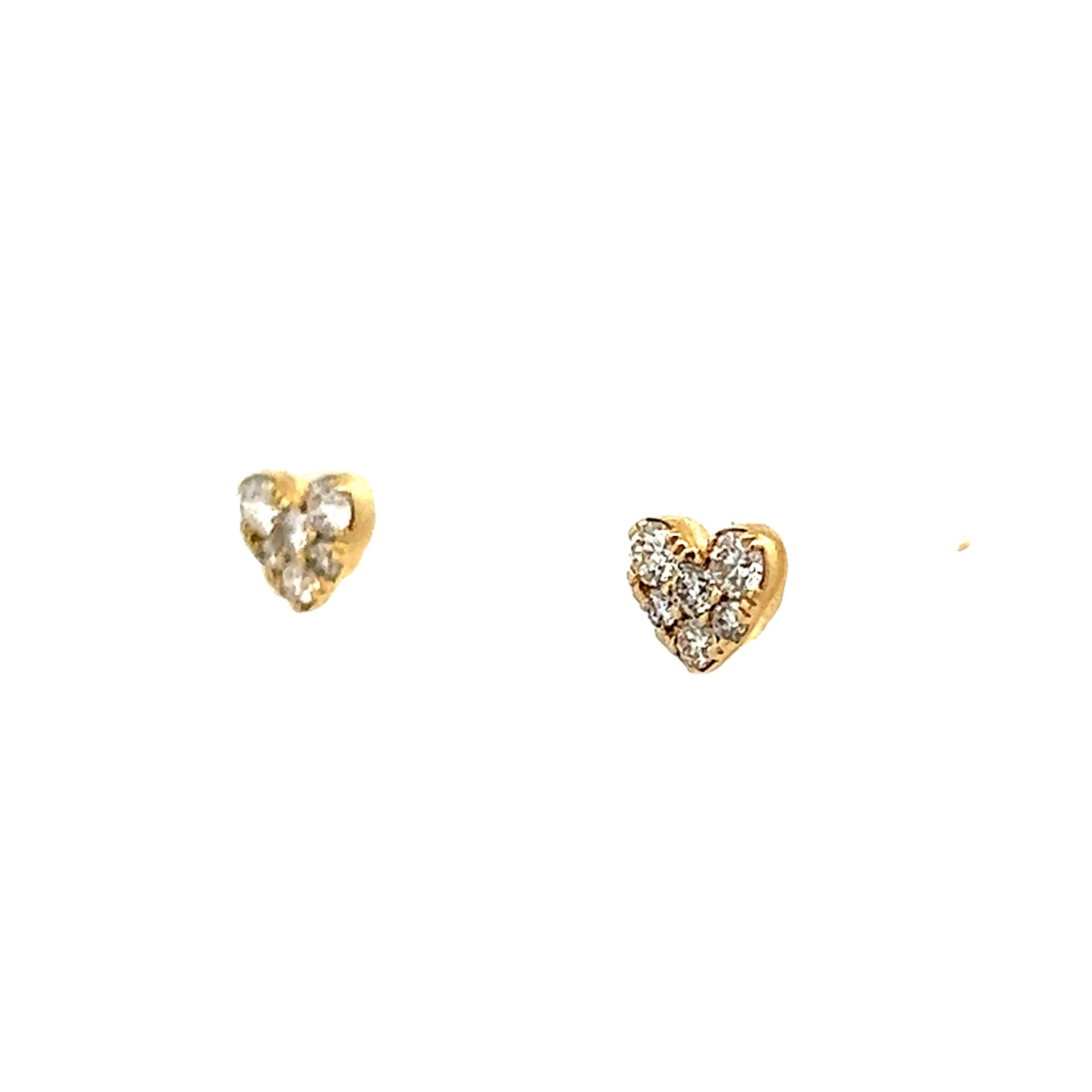 .19 Heart Shaped Stud Earrings in 14k Yellow Gold