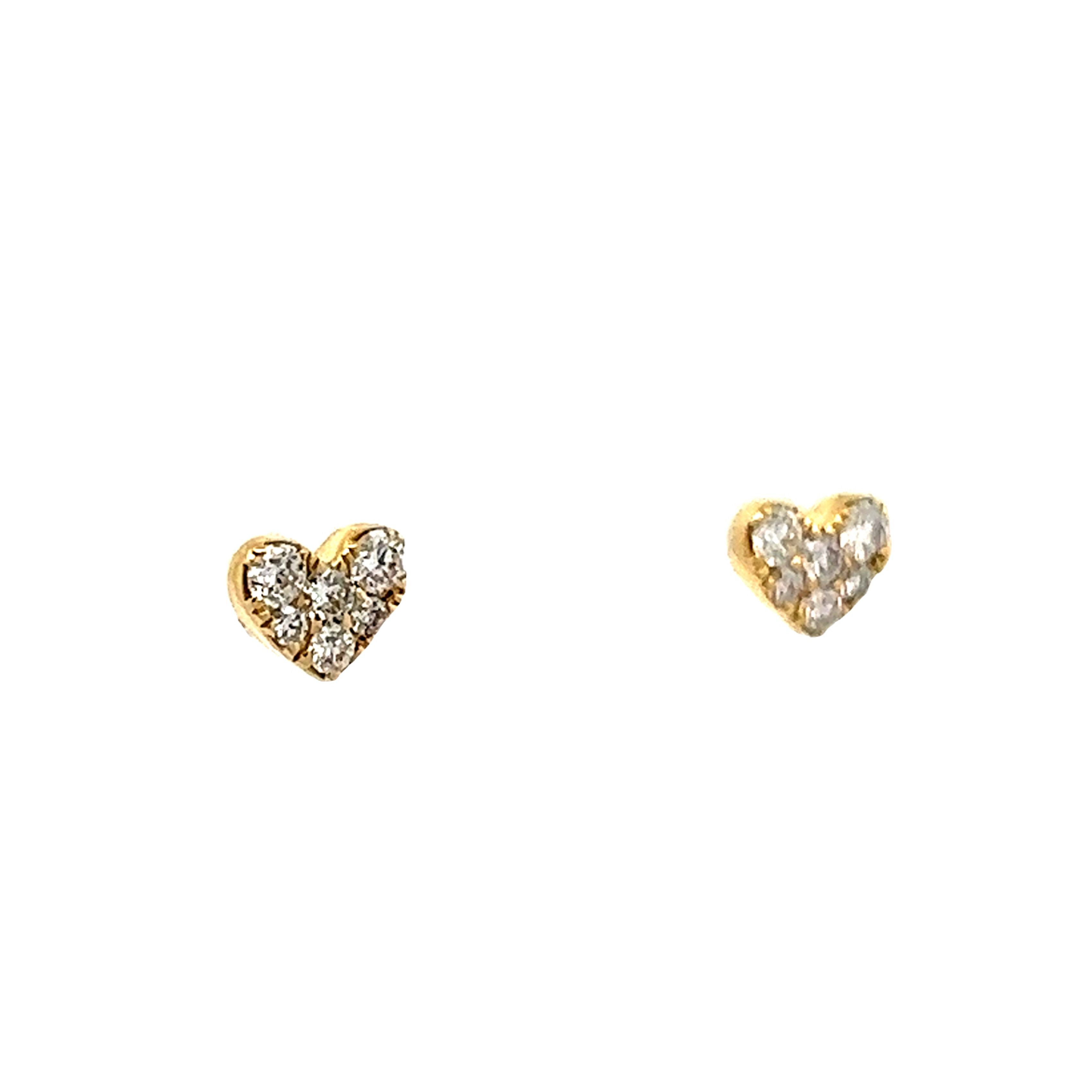 .19 Heart Shaped Stud Earrings in 14k Yellow Gold