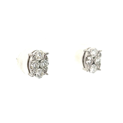 .66 Pave Diamond Stud Earrings in 14k White Gold