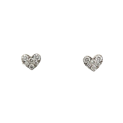 .19 Diamond Heart Stud Earrings in 14k White Gold