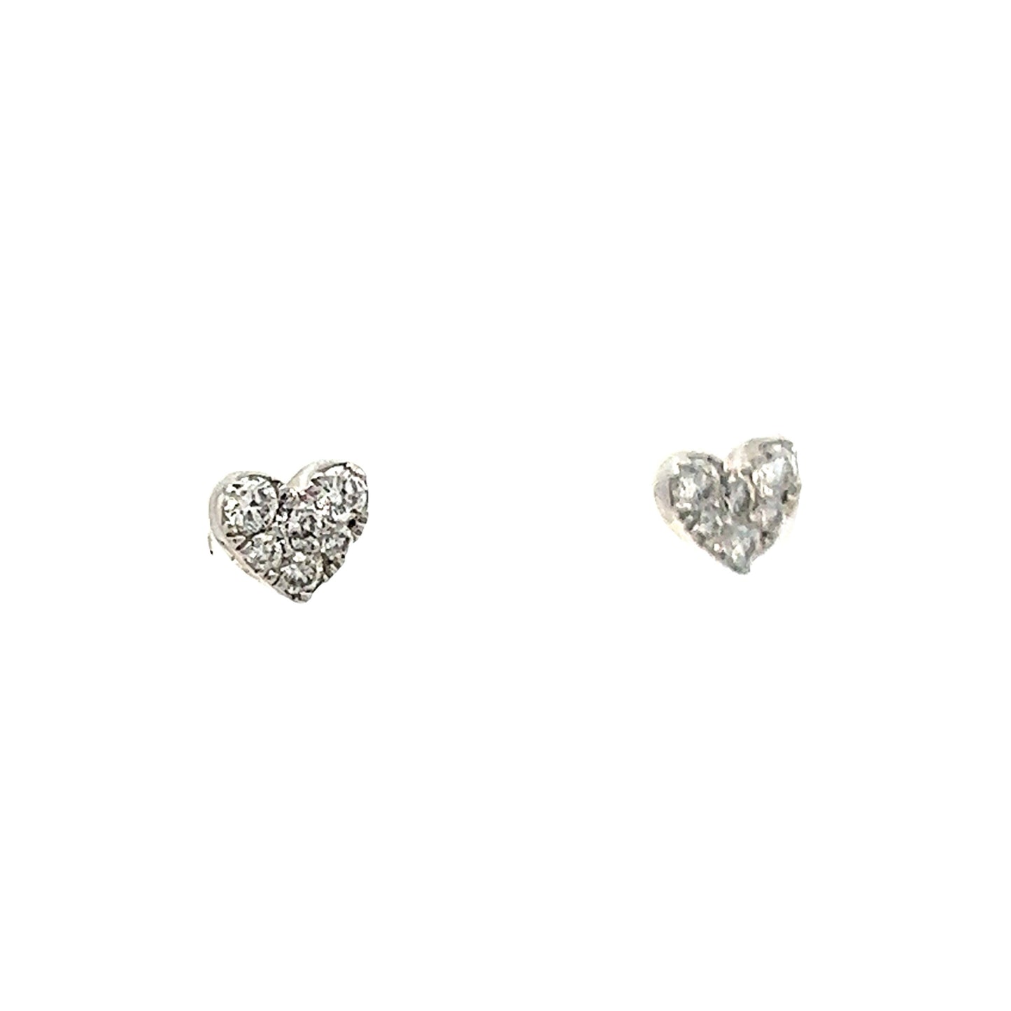 .19 Diamond Heart Stud Earrings in 14k White Gold