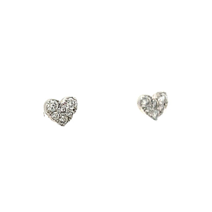 .19 Diamond Heart Stud Earrings in 14k White Gold