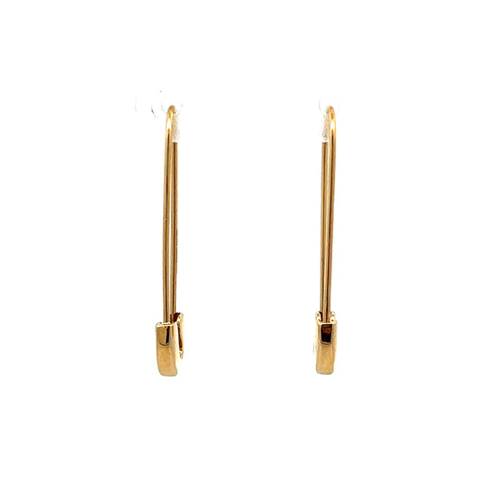 Safety Pin Drop Earrings in 14k Yellow Gold