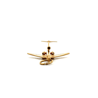 Vintage Airplane Charm in 14k Yellow Gold