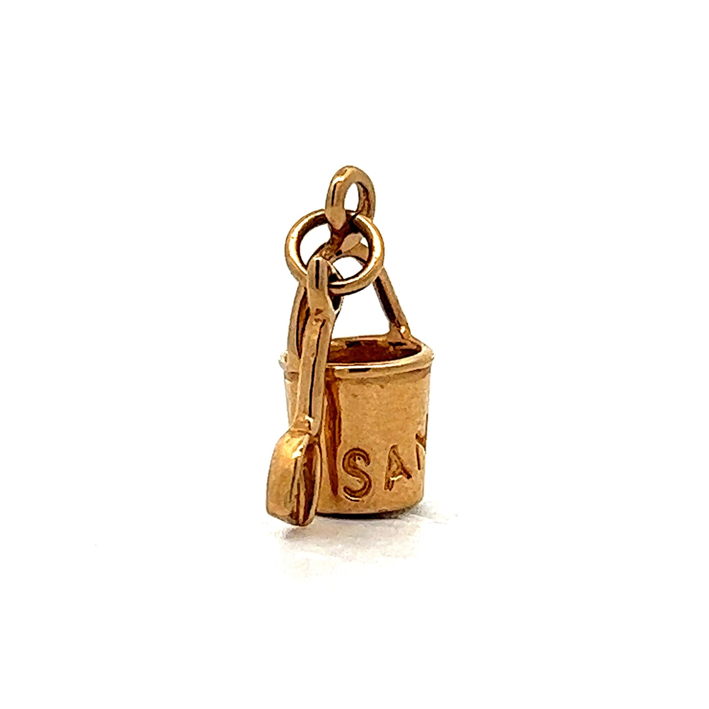 Vintage Sand Pail Bucket Charm in 14k Yellow Gold