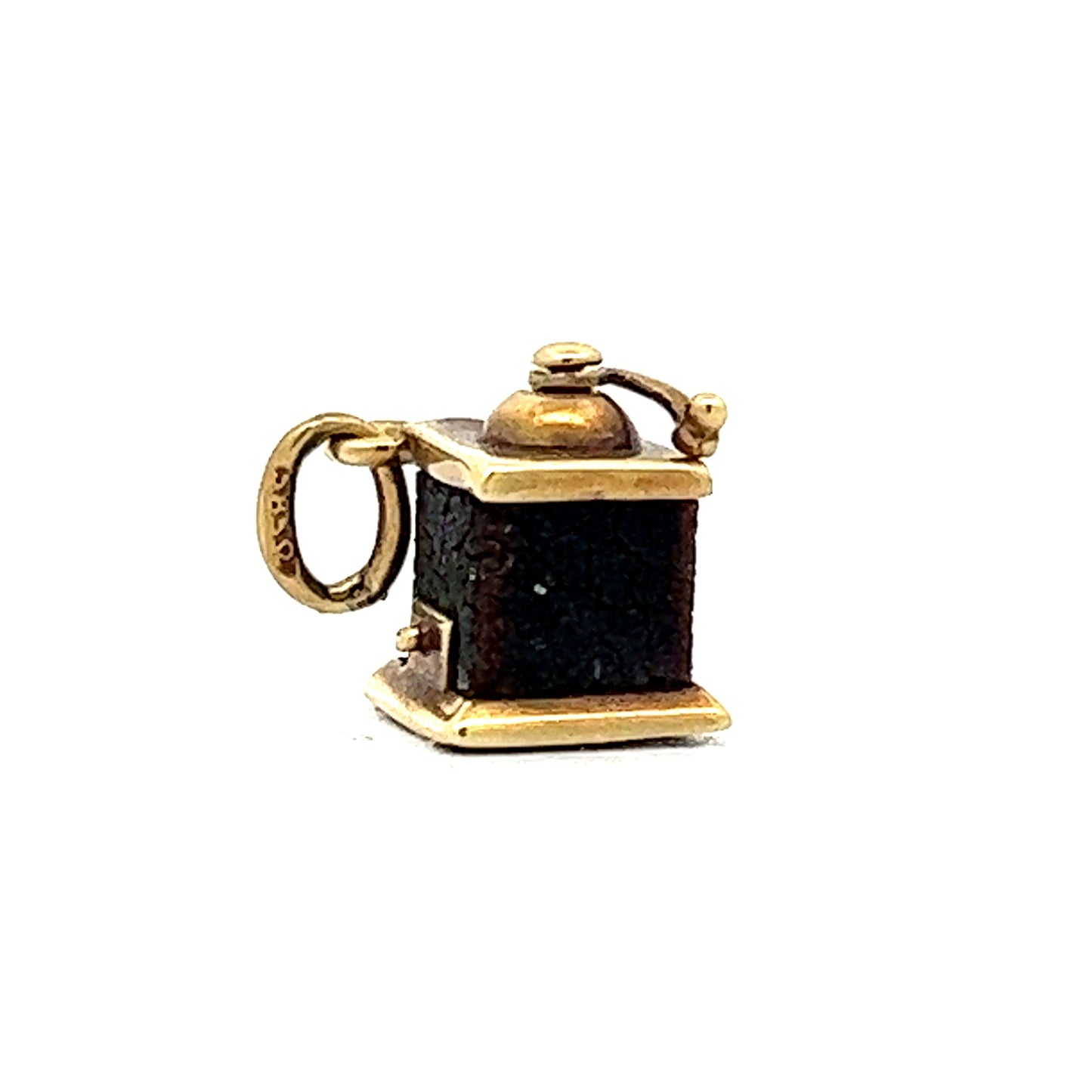 Vintage Coffee Grinder Charm in 14k Yellow Gold