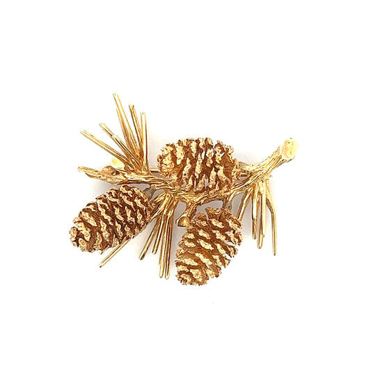 Pinecone Brooch in 14k Yellow Gold