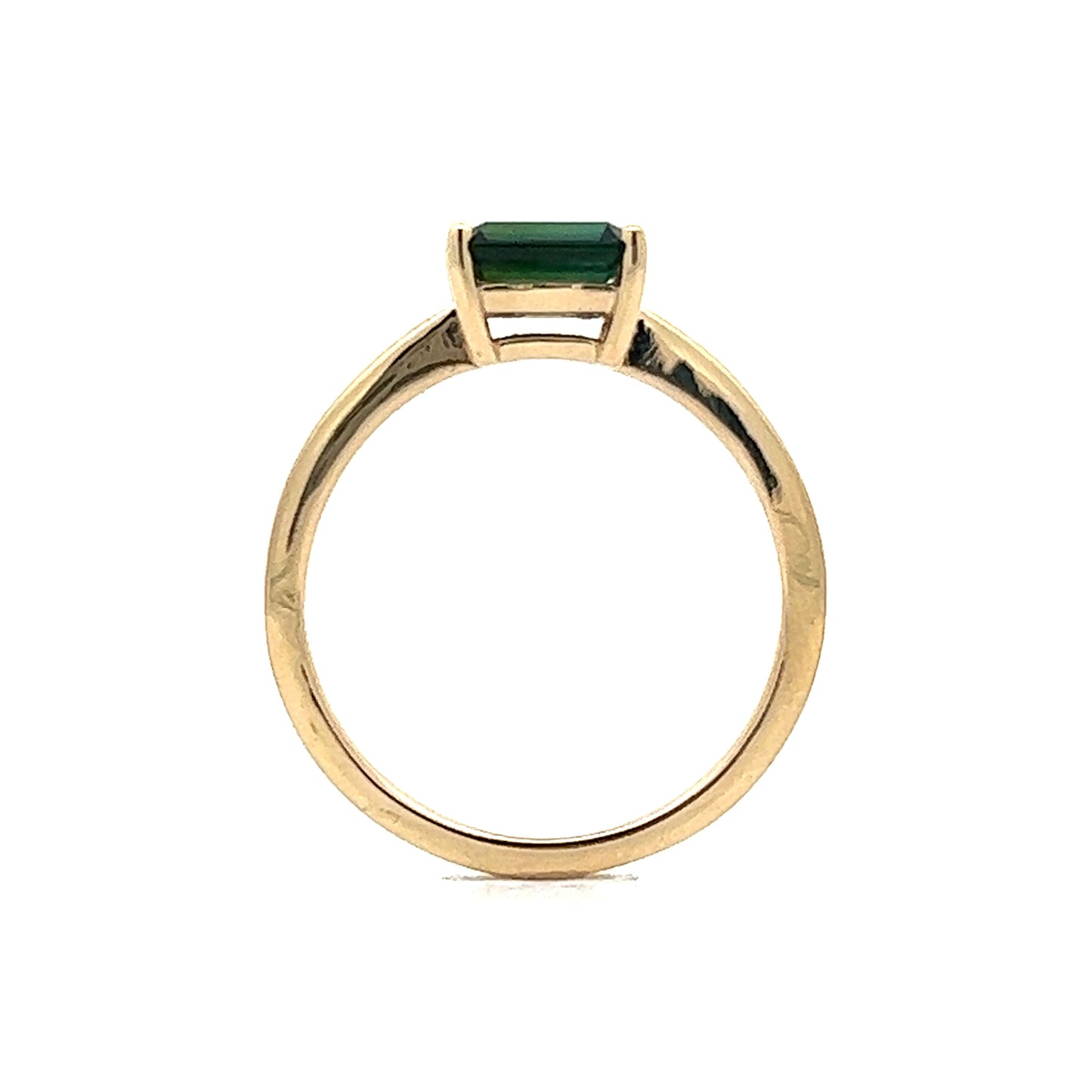 .88 Green Tourmaline Emerald Engagement Ring in Yellow Gold