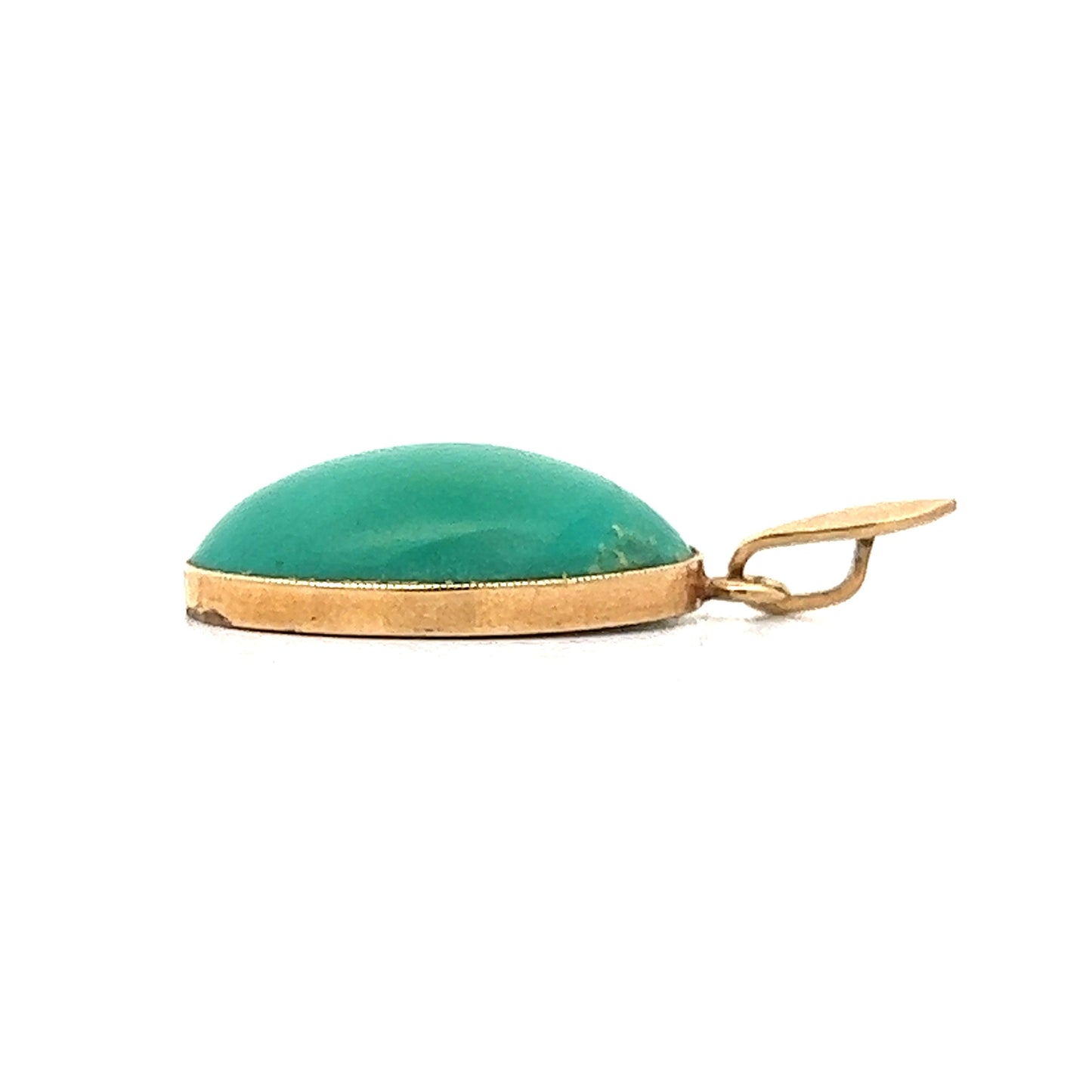 Vintage Cabochon Turquoise Pendant in 14k Yellow Gold