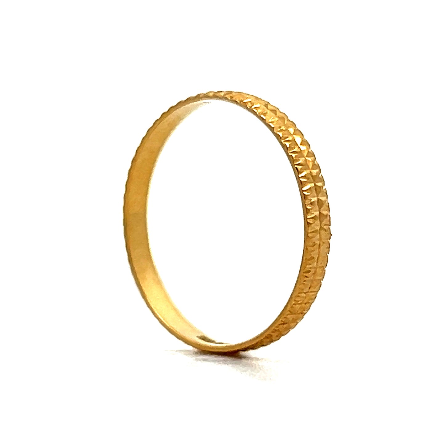 Simple Textured Stacking Band in 18k Yellow Gold